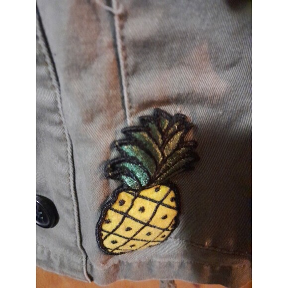 Forever 21 Utility Drawstring Army Green Jacket With Patches Size Small Pockets - Picture 6 of 16